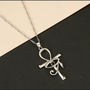 Egyptian ankh eye of horus necklace silver